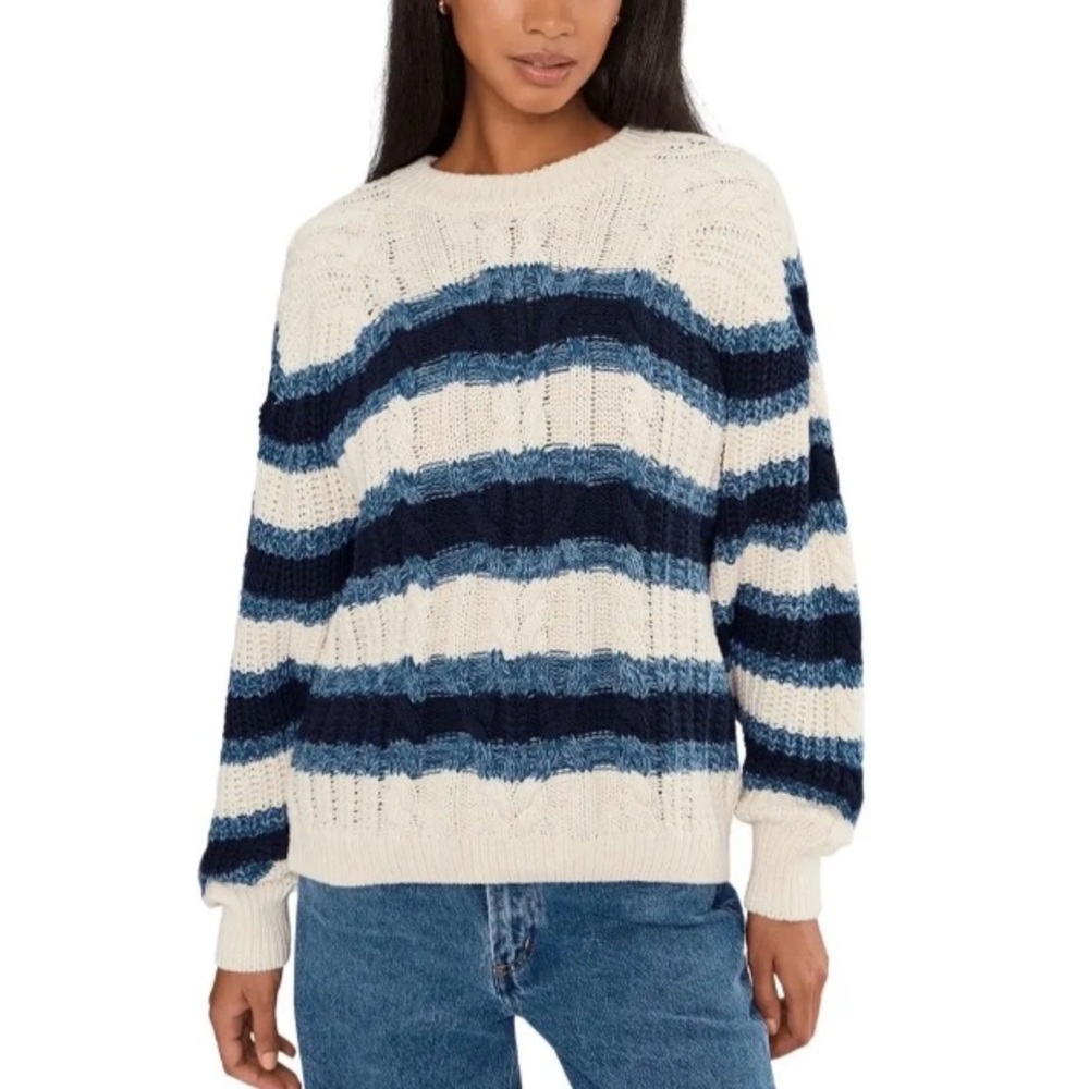 Free People Frankie Cable Striped Sweater - Picture 2 of 7